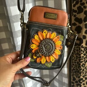 Charming Chala Handbags Navy Sunflower Garden Cellphone Crossbody